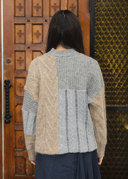 The Slack Sweater in Patchwork Wool Grey & Brown