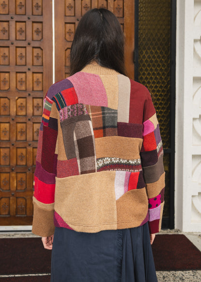 The Slack Sweater in Mixed Brown & Red Scrapwork Wool
