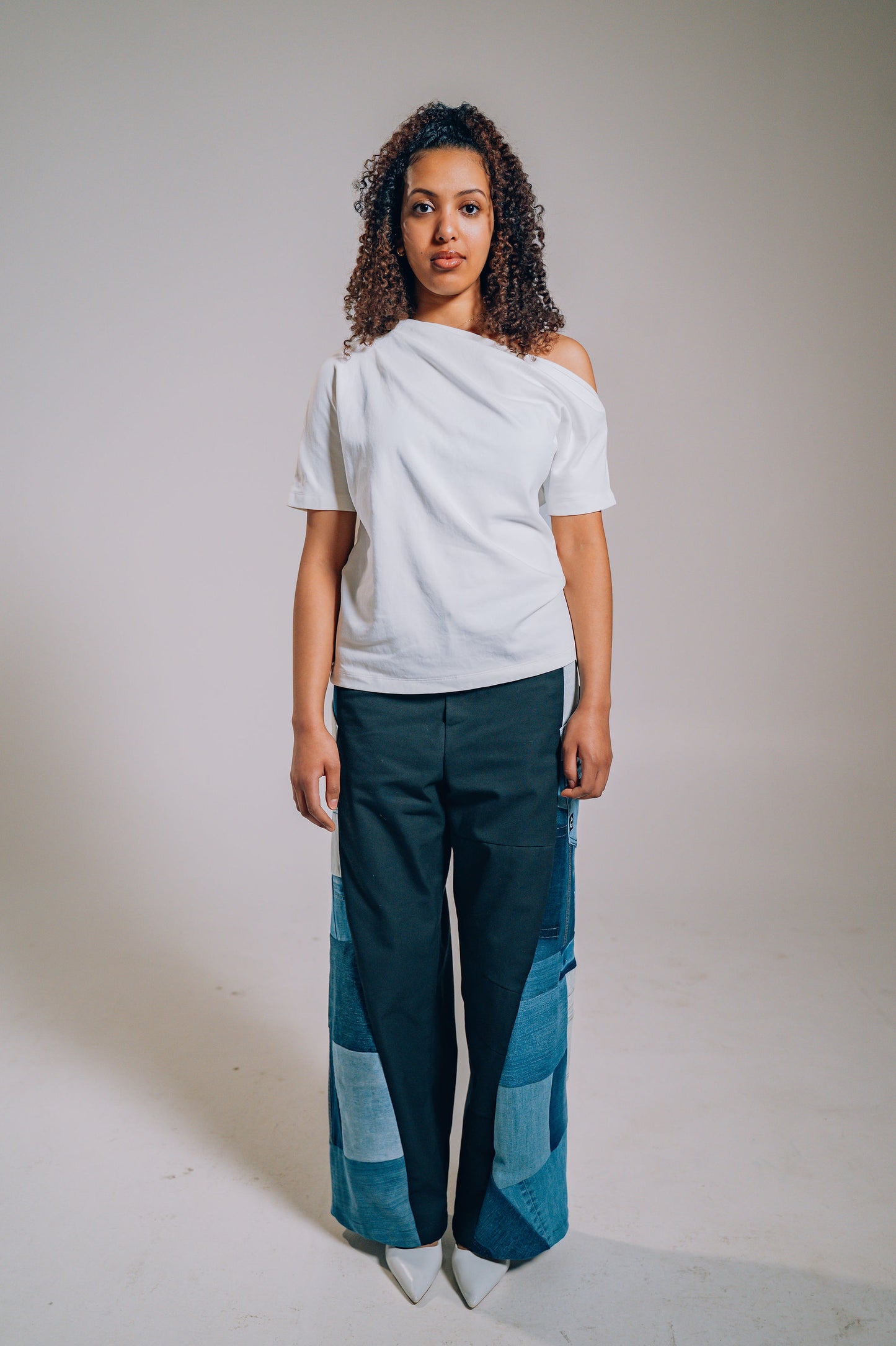 Patchwork Denim Baggy Pant – Blue Side Panel