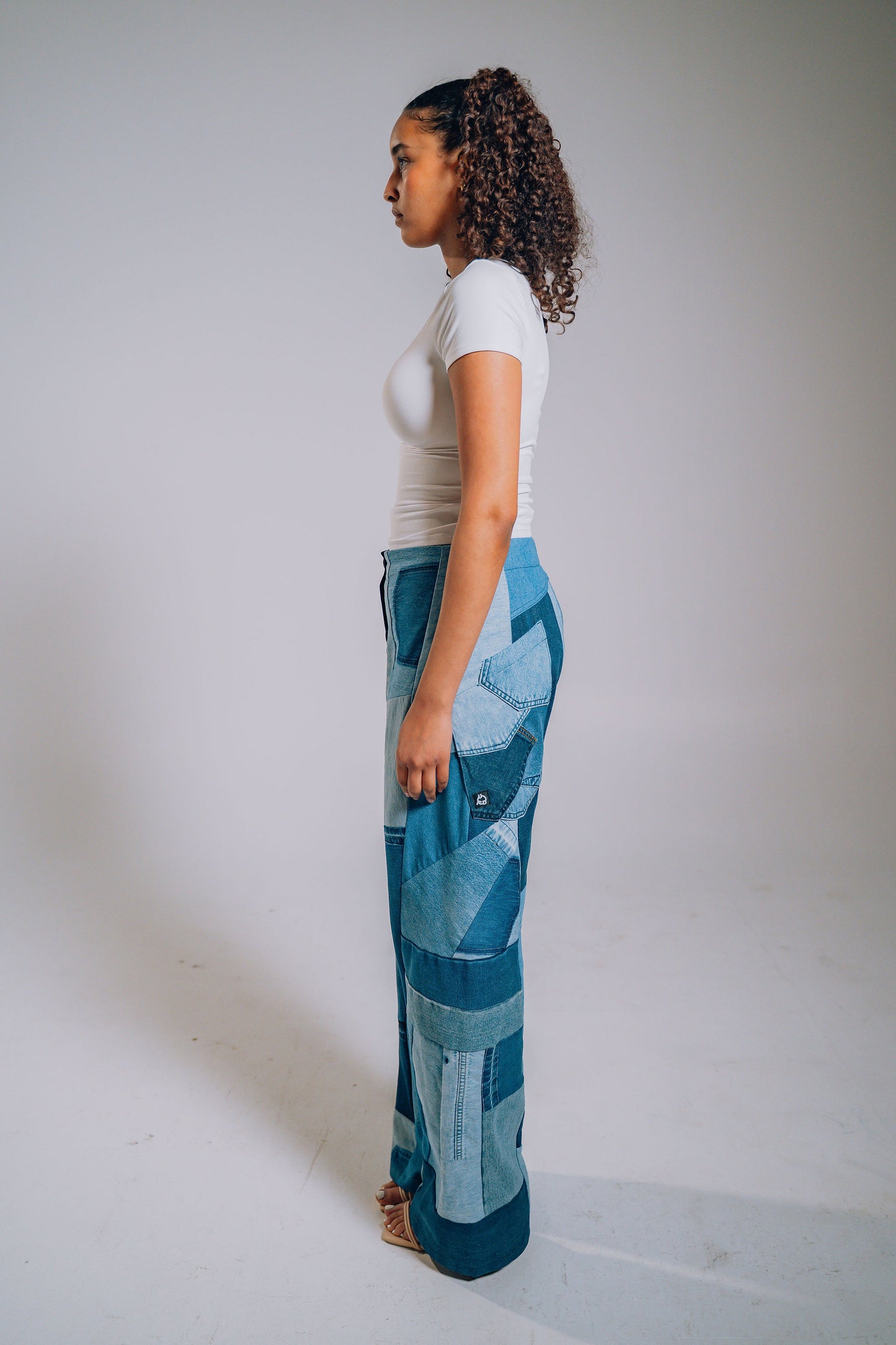 Patchwork Denim Baggy Pant – Blue Denim Mix