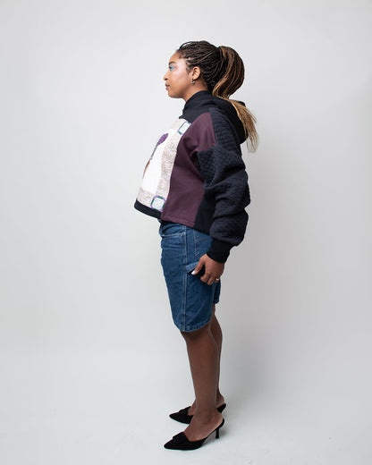 Quilted Basket Cropped Hoodie