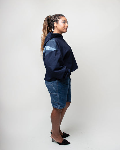 Denim Oceans Cropped Hoodie