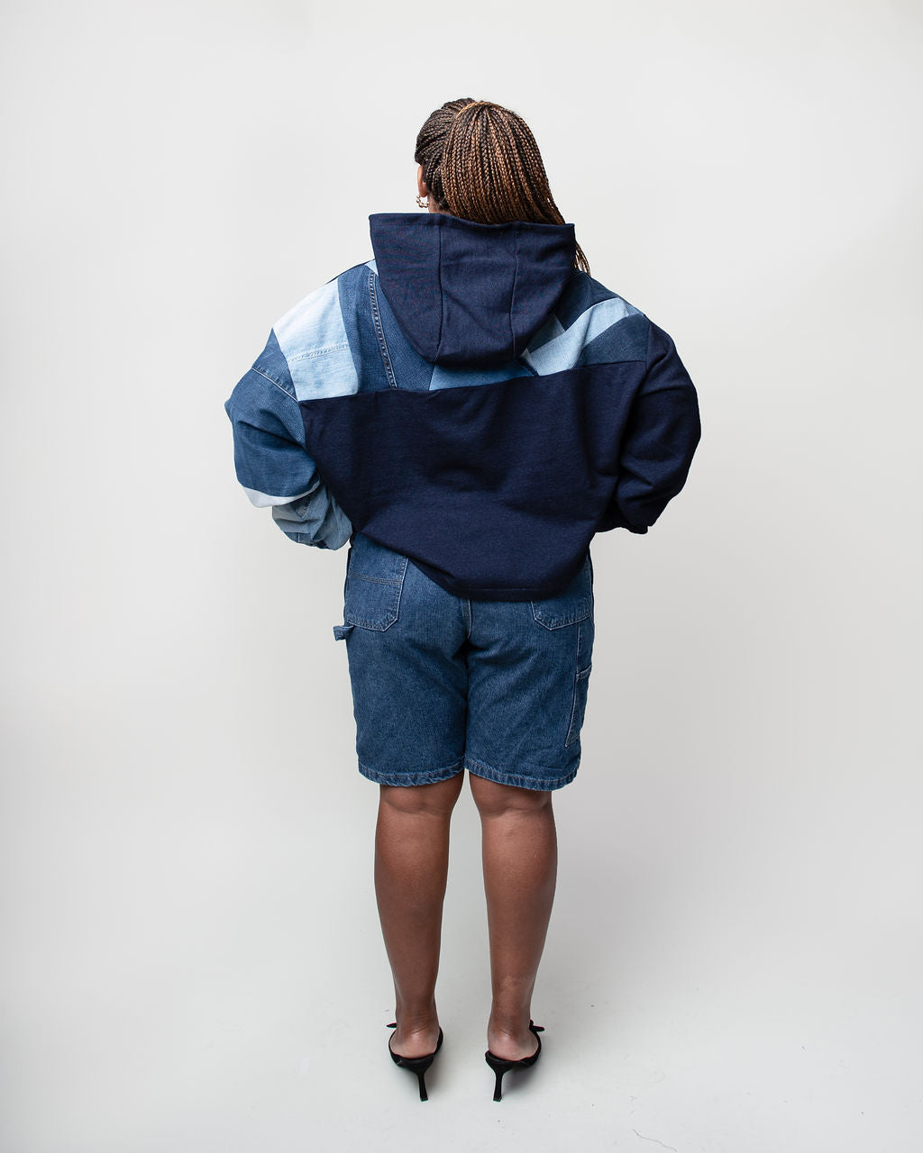 Denim Oceans Cropped Hoodie