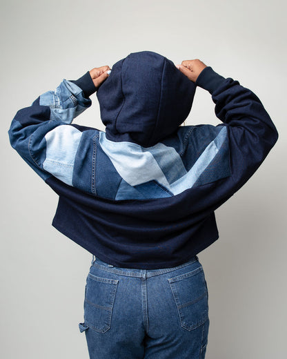 Denim Oceans Cropped Hoodie