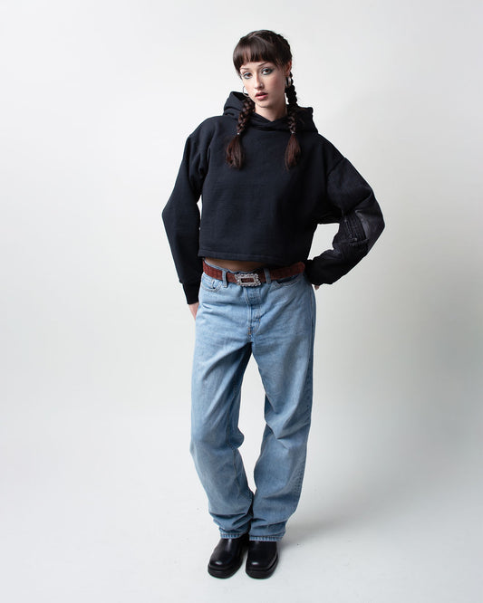 All Black Cropped Hoodie