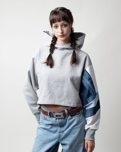 Cool Grey Cropped Hoodie