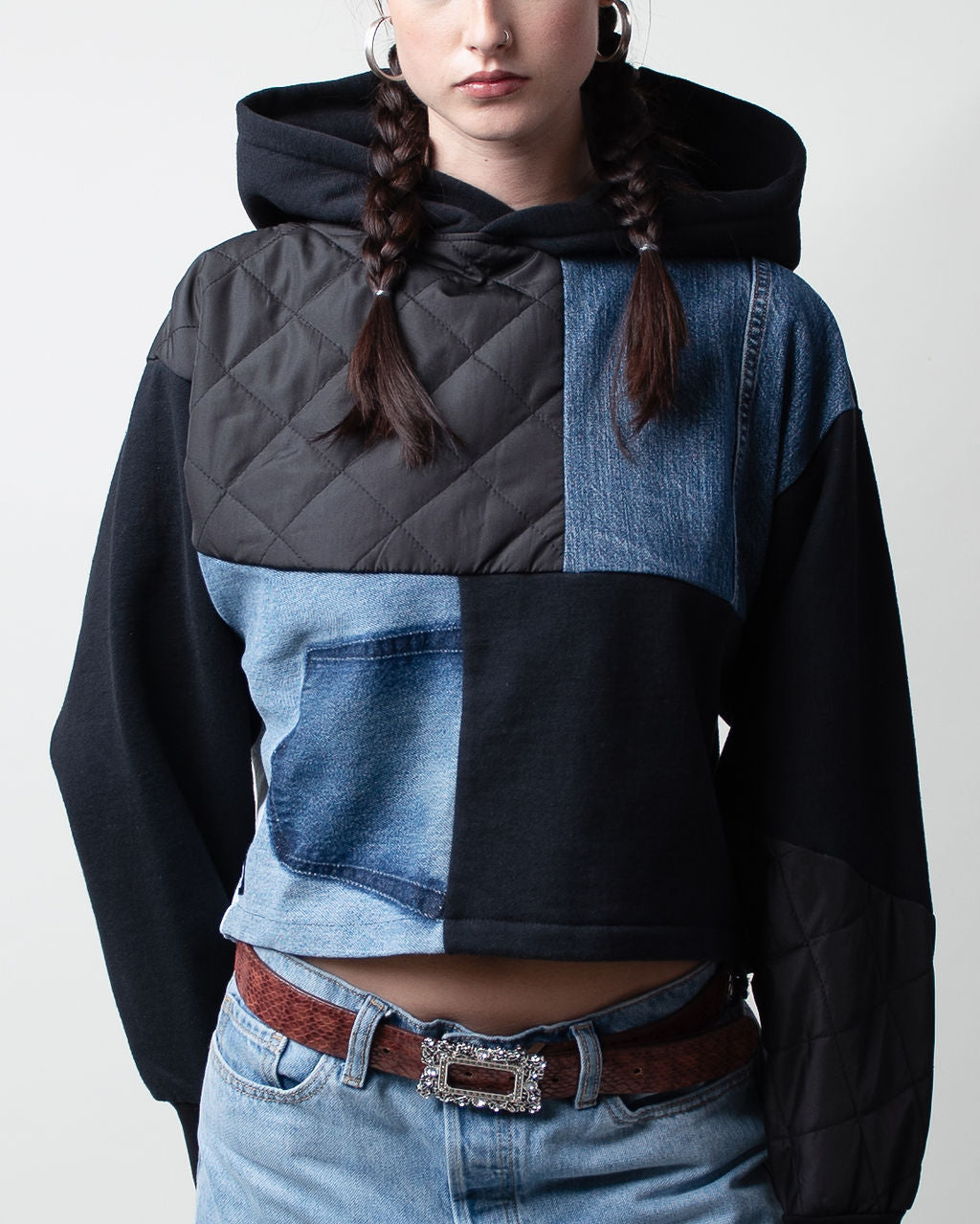 Quilted Cropped Hoodie