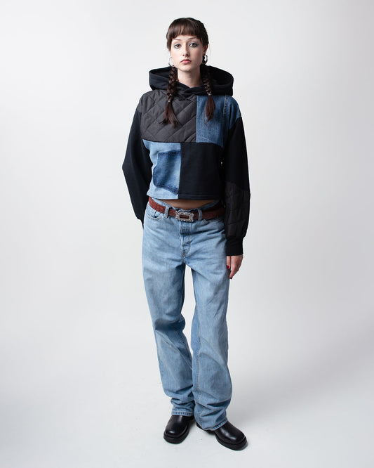 Quilted Cropped Hoodie