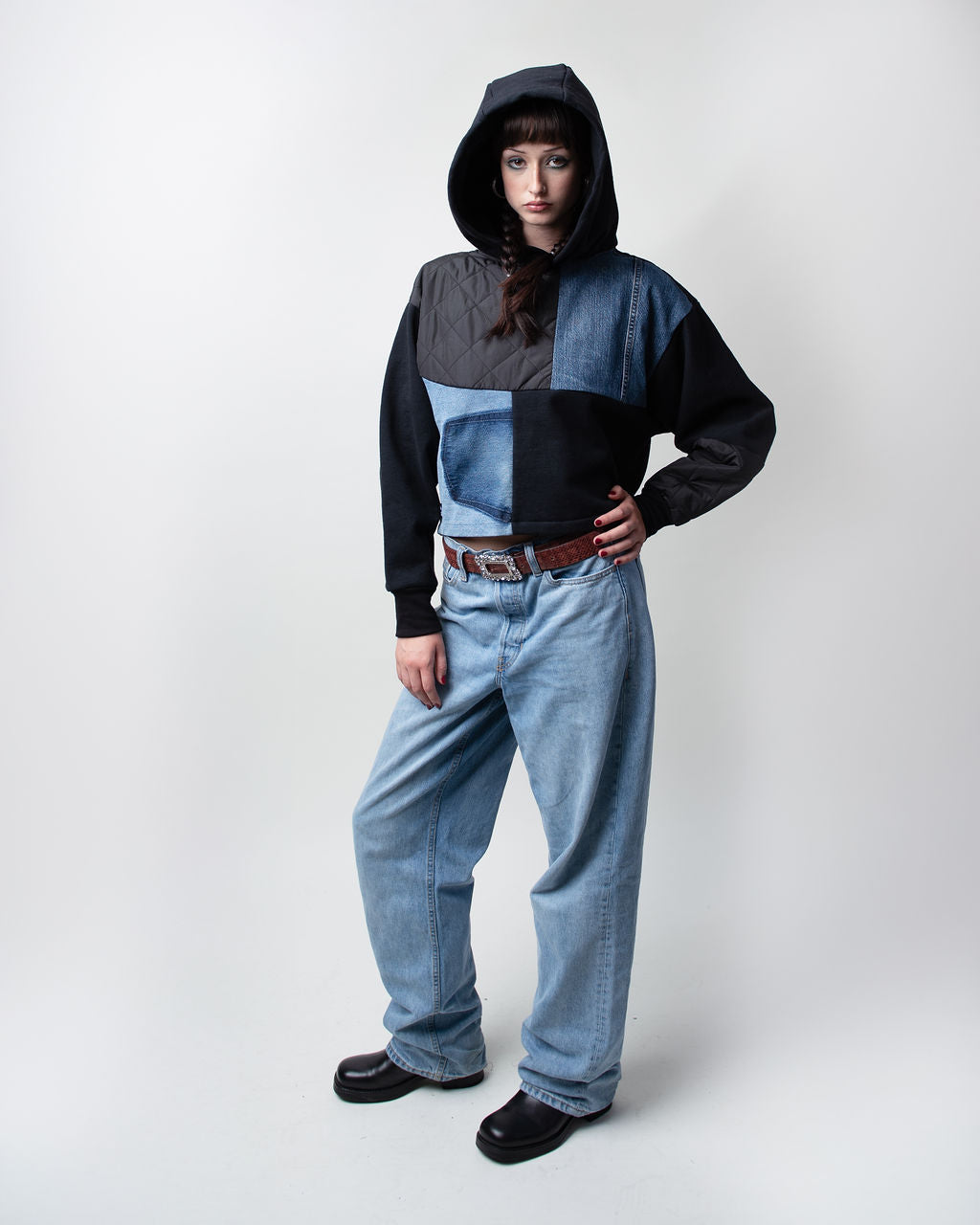 Quilted Cropped Hoodie