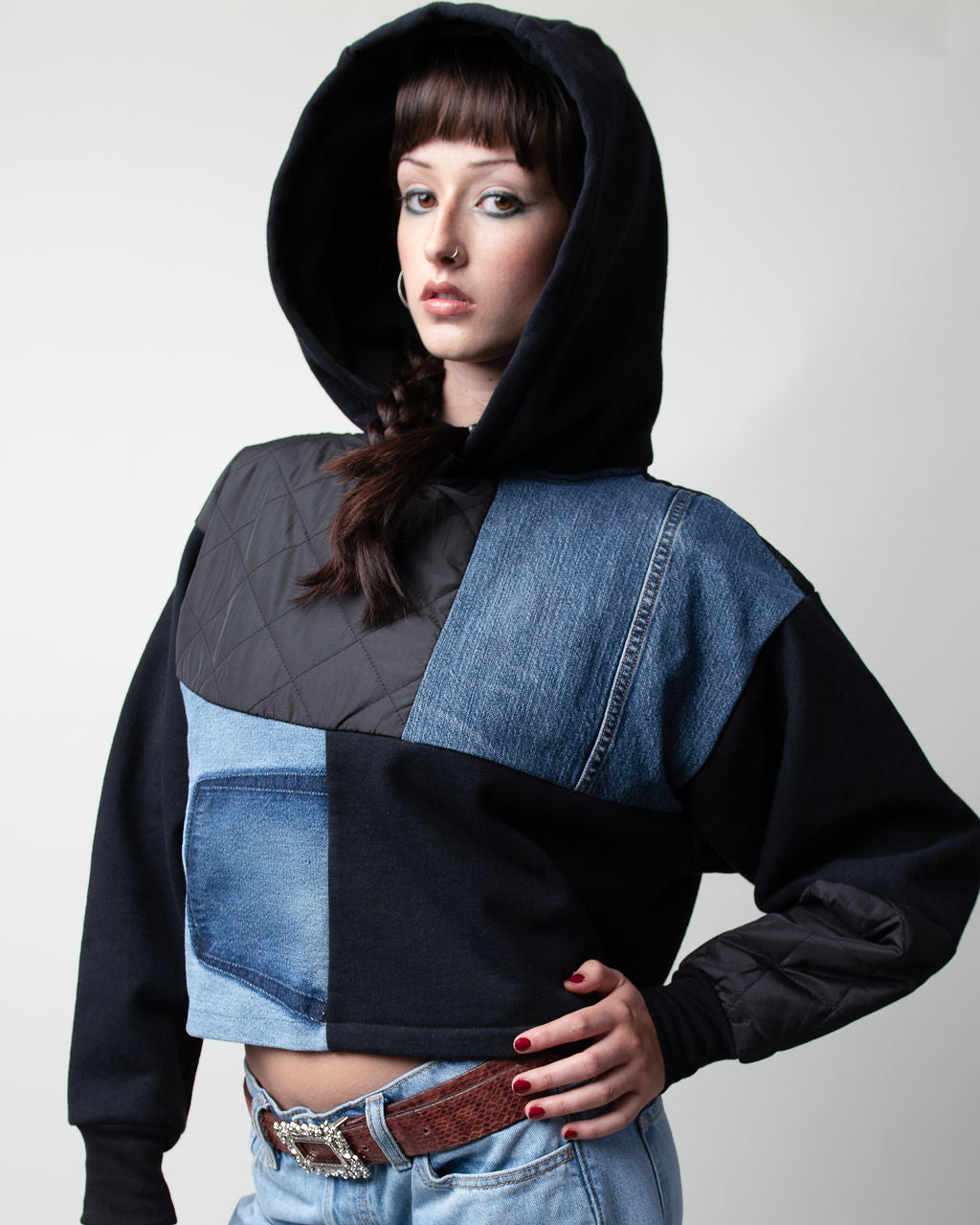Quilted Cropped Hoodie
