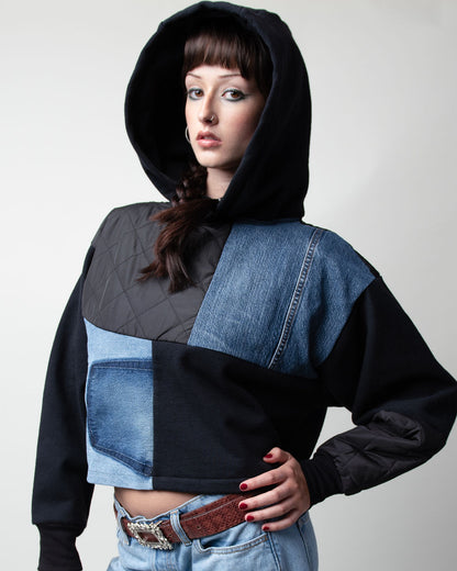Quilted Cropped Hoodie