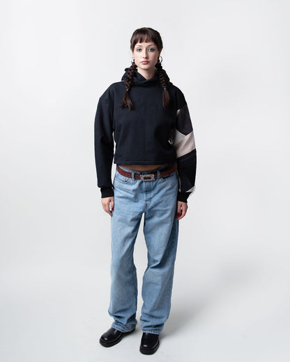 Pinkie Grey Cropped Hoodie