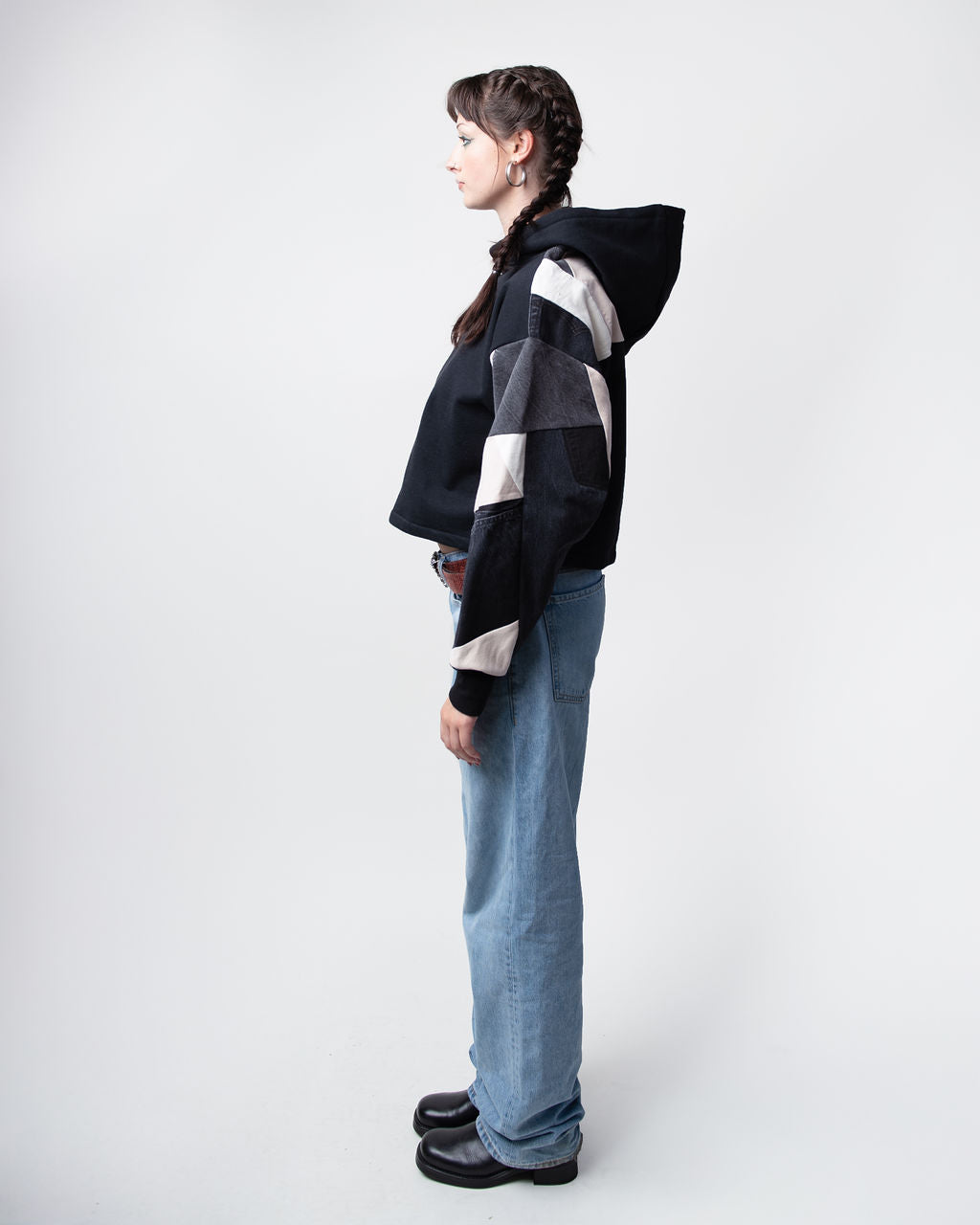 Pinkie Grey Cropped Hoodie