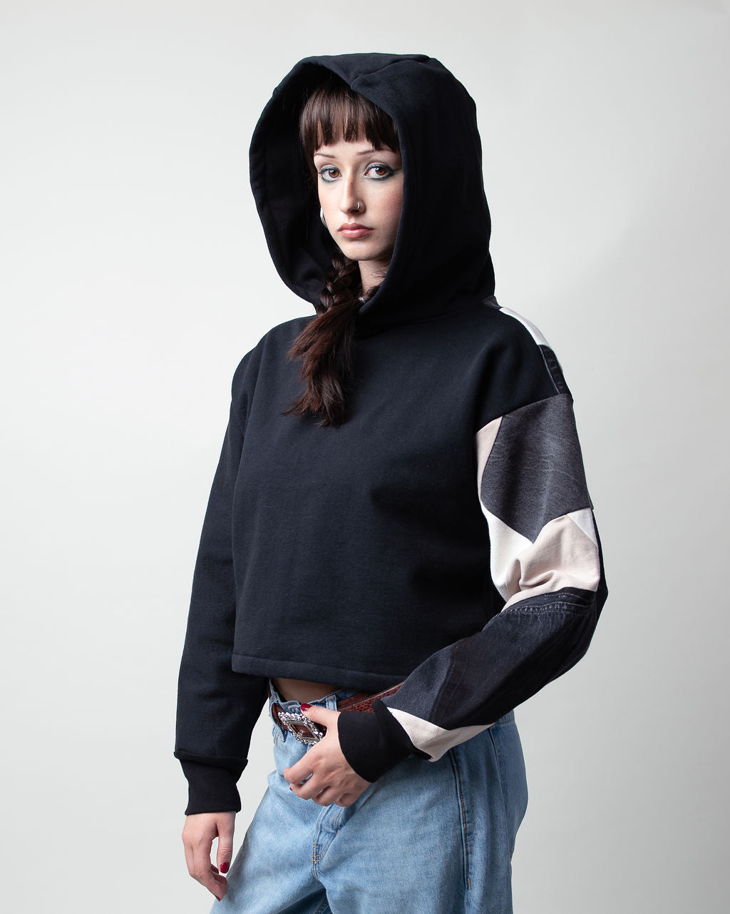 Pinkie Grey Cropped Hoodie