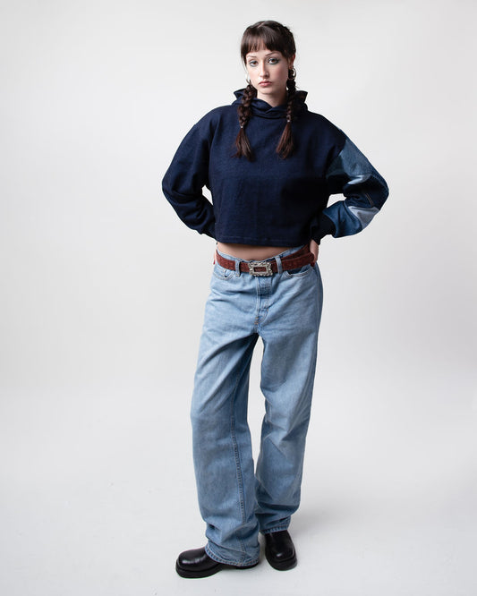 Denim Days Cropped Hoodie