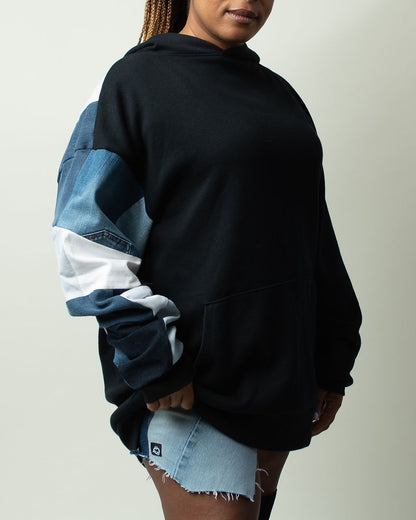 Everyday Patchwork Denim Hoodie XXL