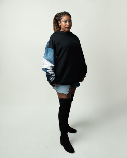 Everyday Patchwork Denim Hoodie XXL