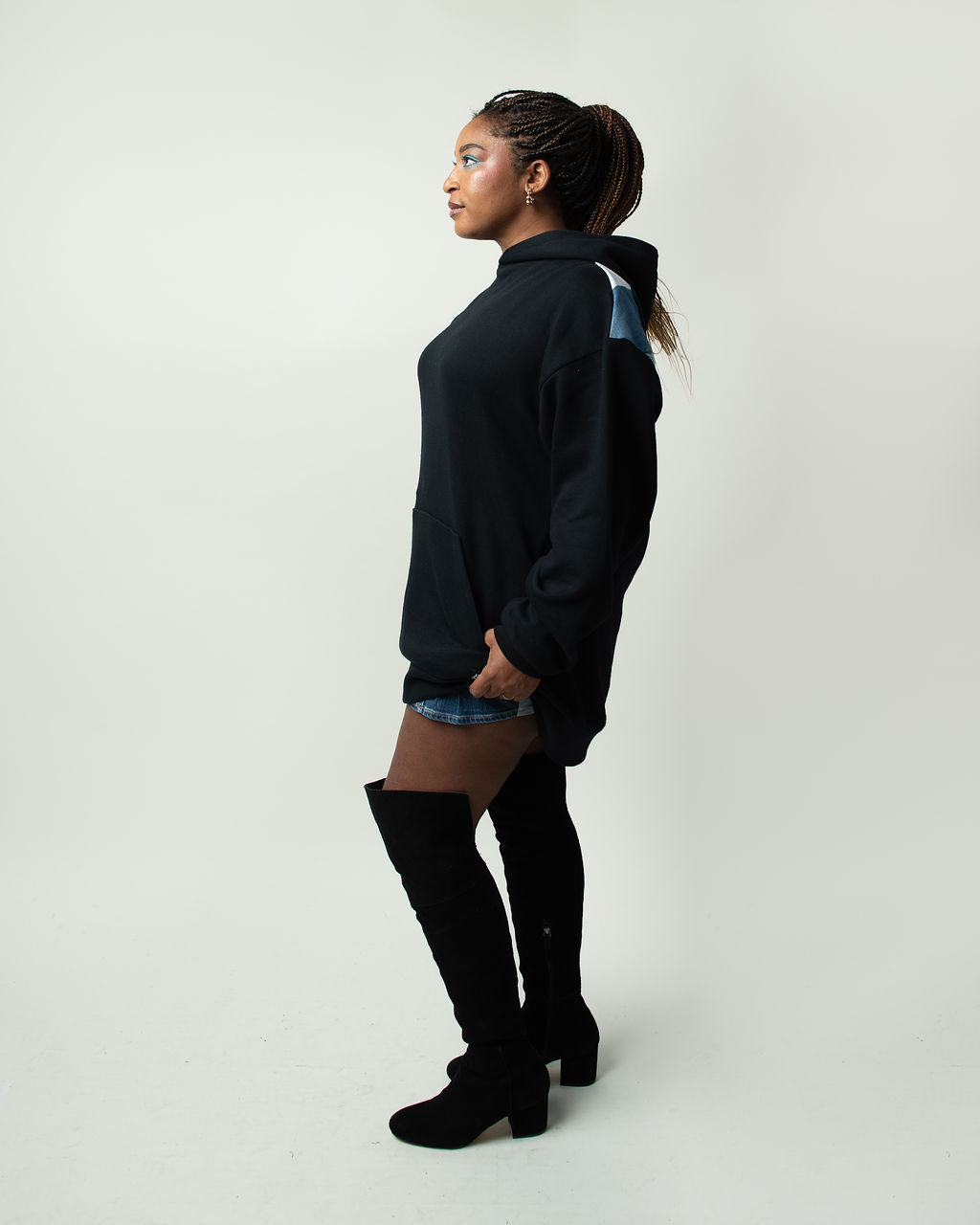 Everyday Patchwork Denim Hoodie XXL
