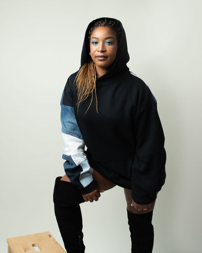 Everyday Patchwork Denim Hoodie XXL