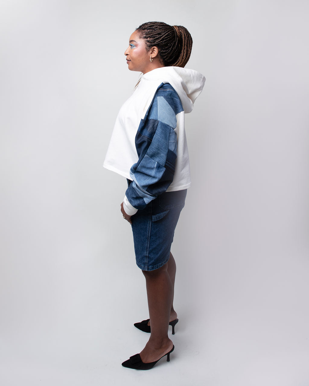 Denim Classic Cropped Hoodie