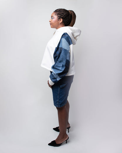 Denim Classic Cropped Hoodie