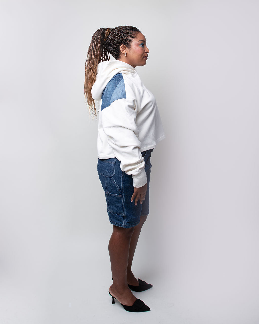 Denim Classic Cropped Hoodie