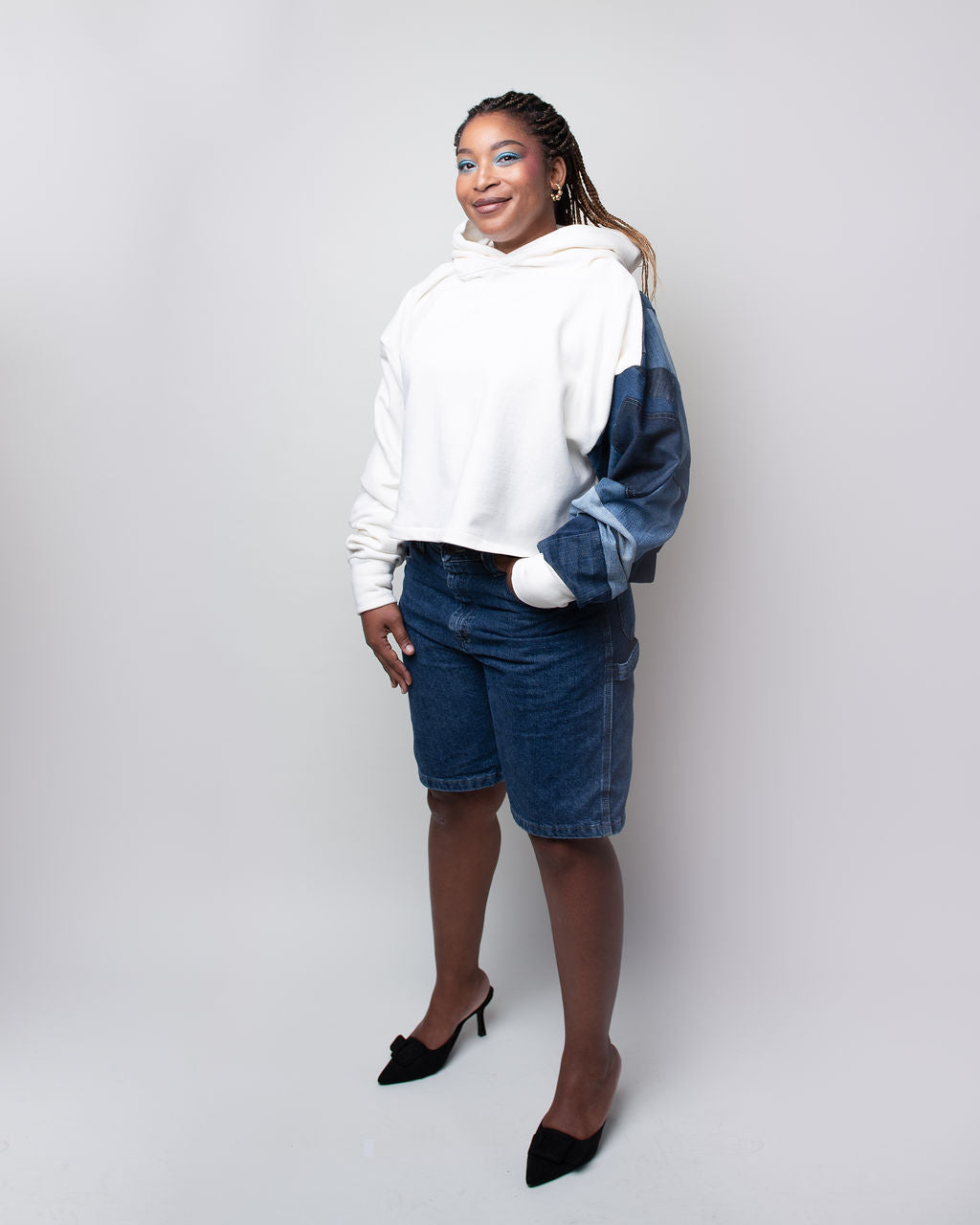 Denim Classic Cropped Hoodie