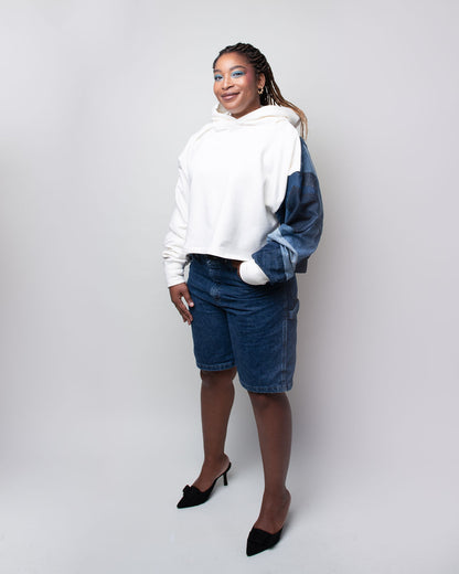 Denim Classic Cropped Hoodie