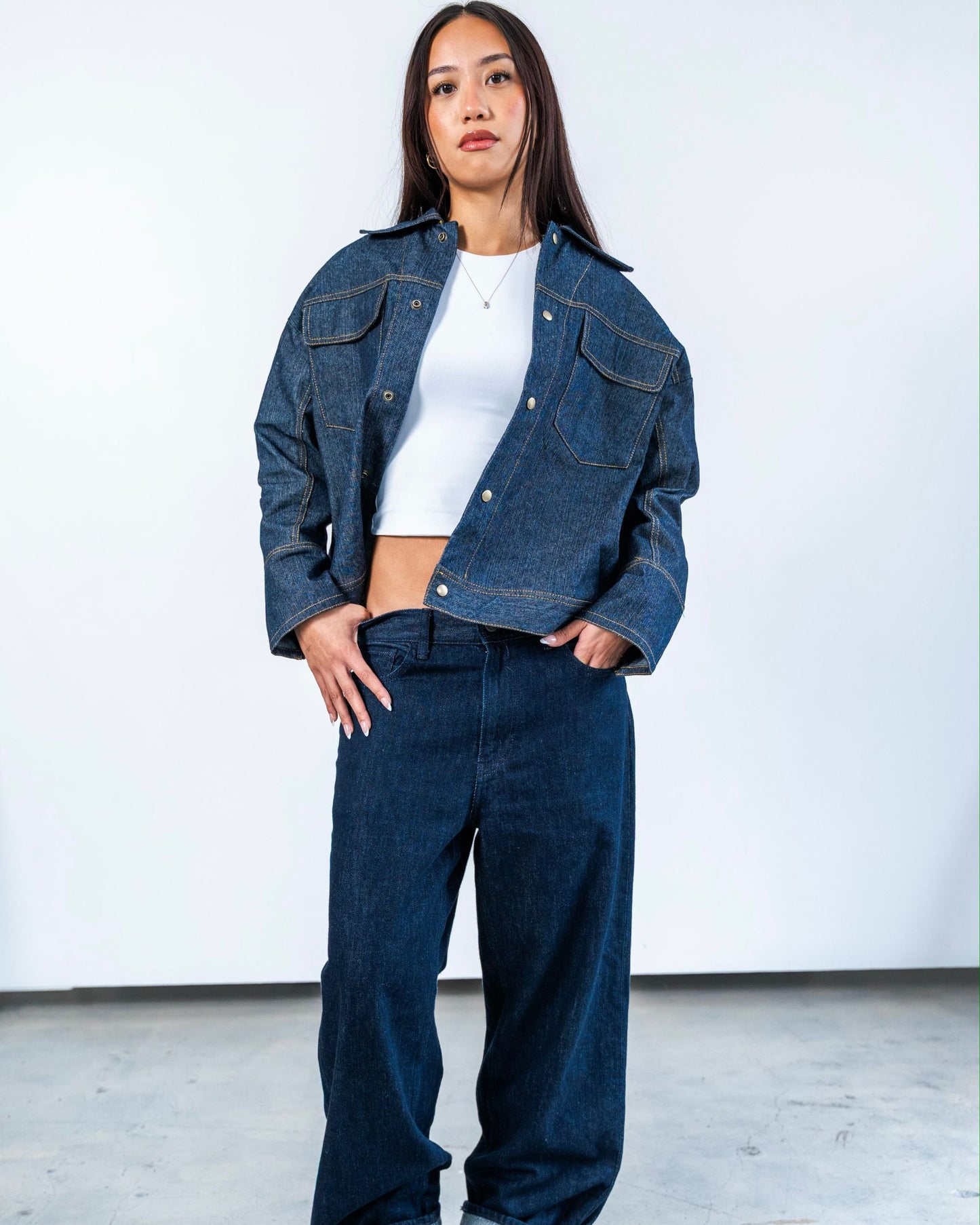 Textured Raw Denim Jacket
