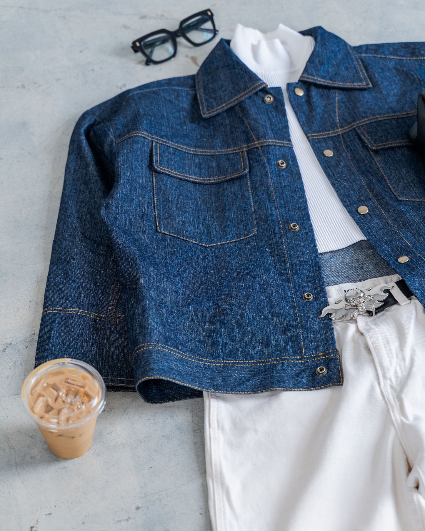 Textured Raw Denim Jacket