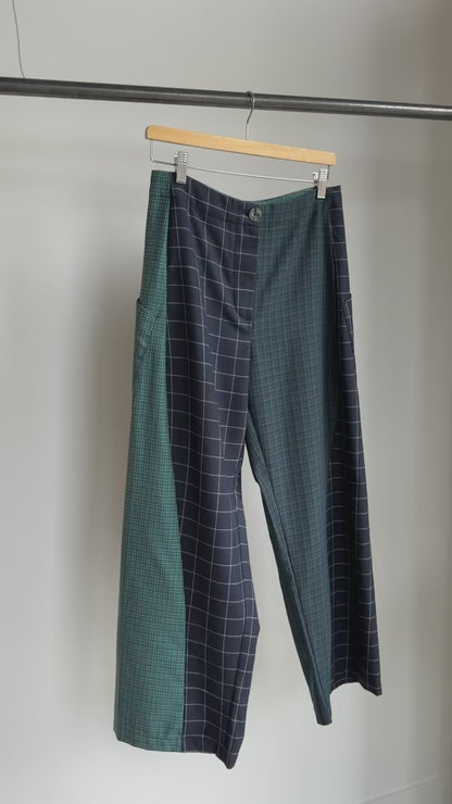 Baggy Pant – Wool Plaid Suiting in Navy & Green