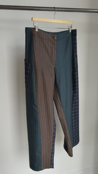 Baggy Pant – Wool Plaid Suiting in Brown, Navy & Green