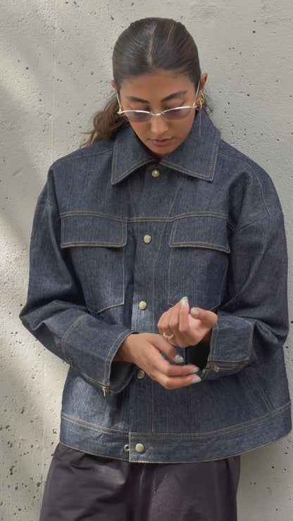 Textured Raw Denim Jacket