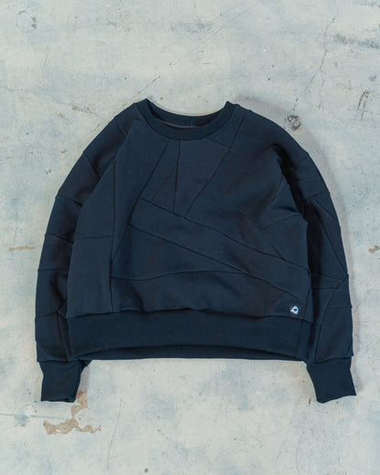 Black Scrapwork Cotton Crew Sweater