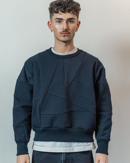 Olive Green Scrapwork Organic Cotton Crew Sweater