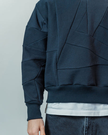 Olive Green Scrapwork Organic Cotton Crew Sweater