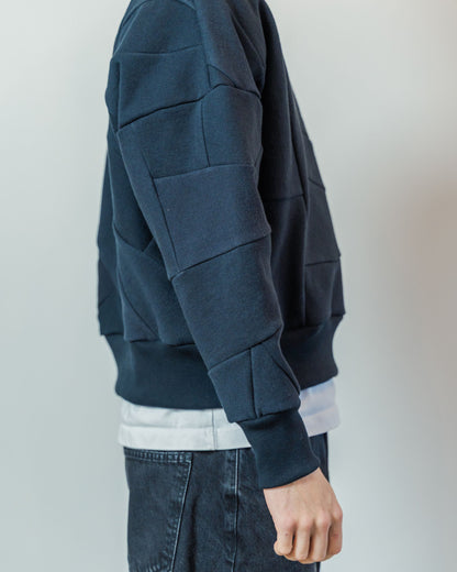 Black Scrapwork Cotton Crew Sweater