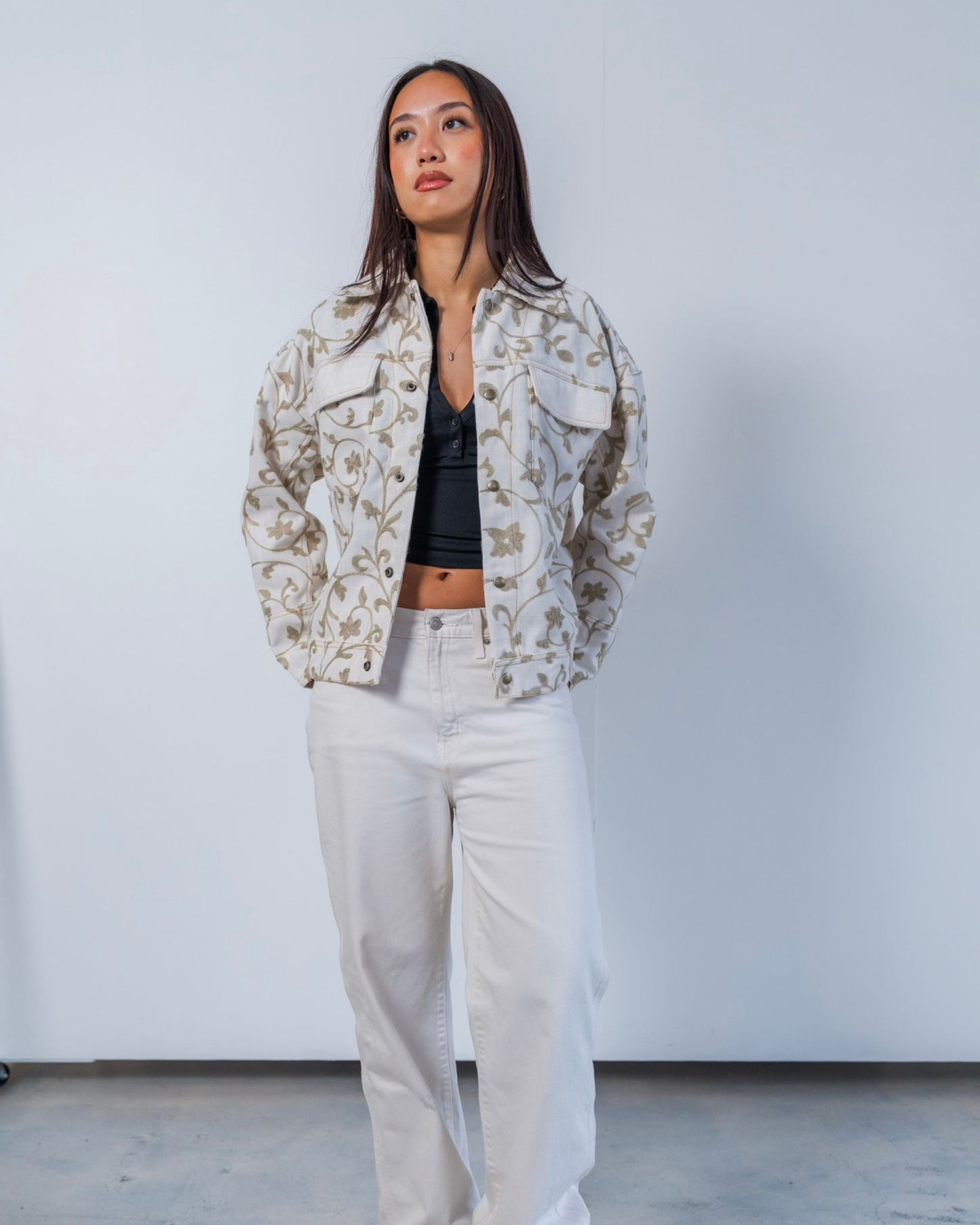 White & Grey Floral Jacket