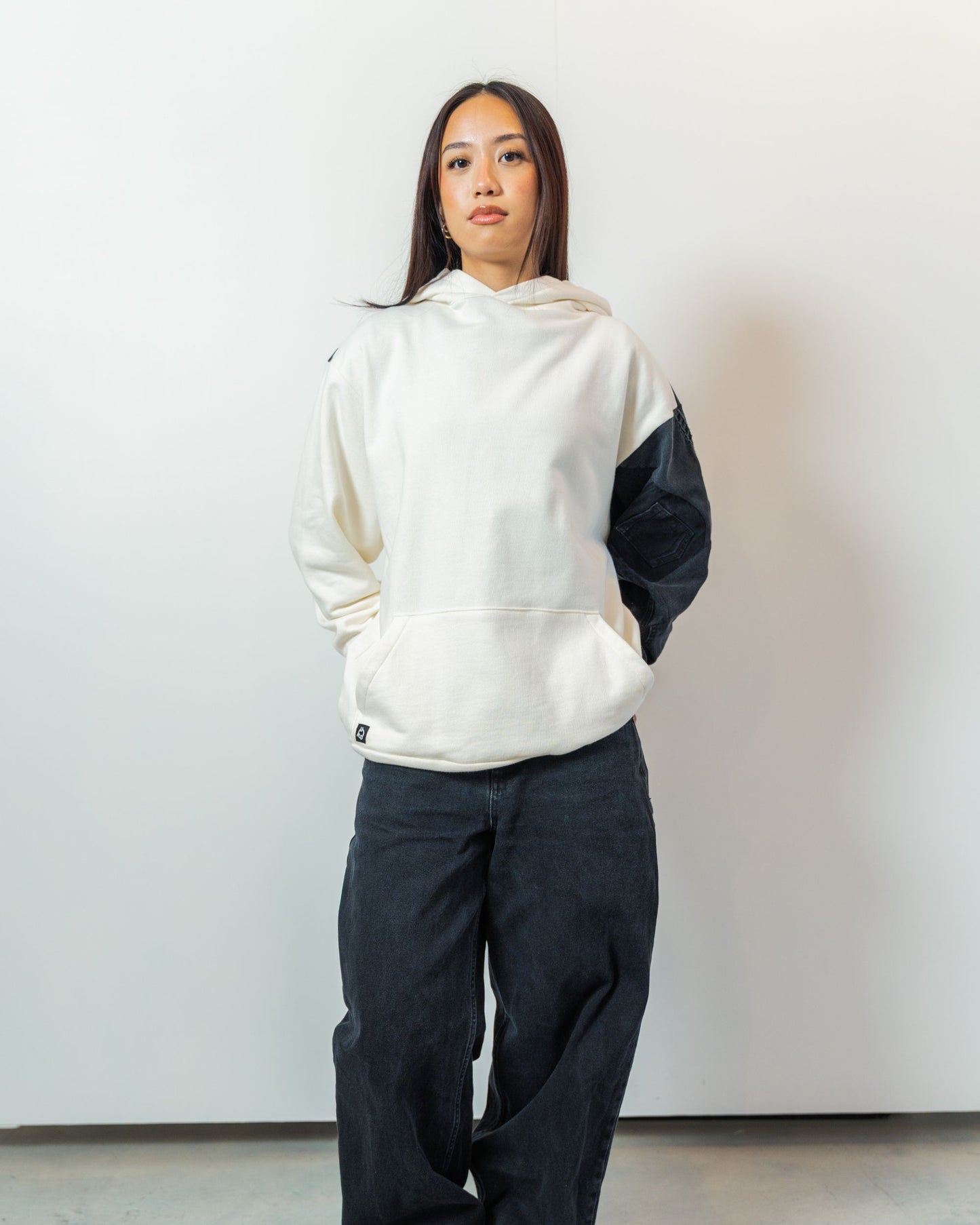 Black & White Patchwork Hoodie